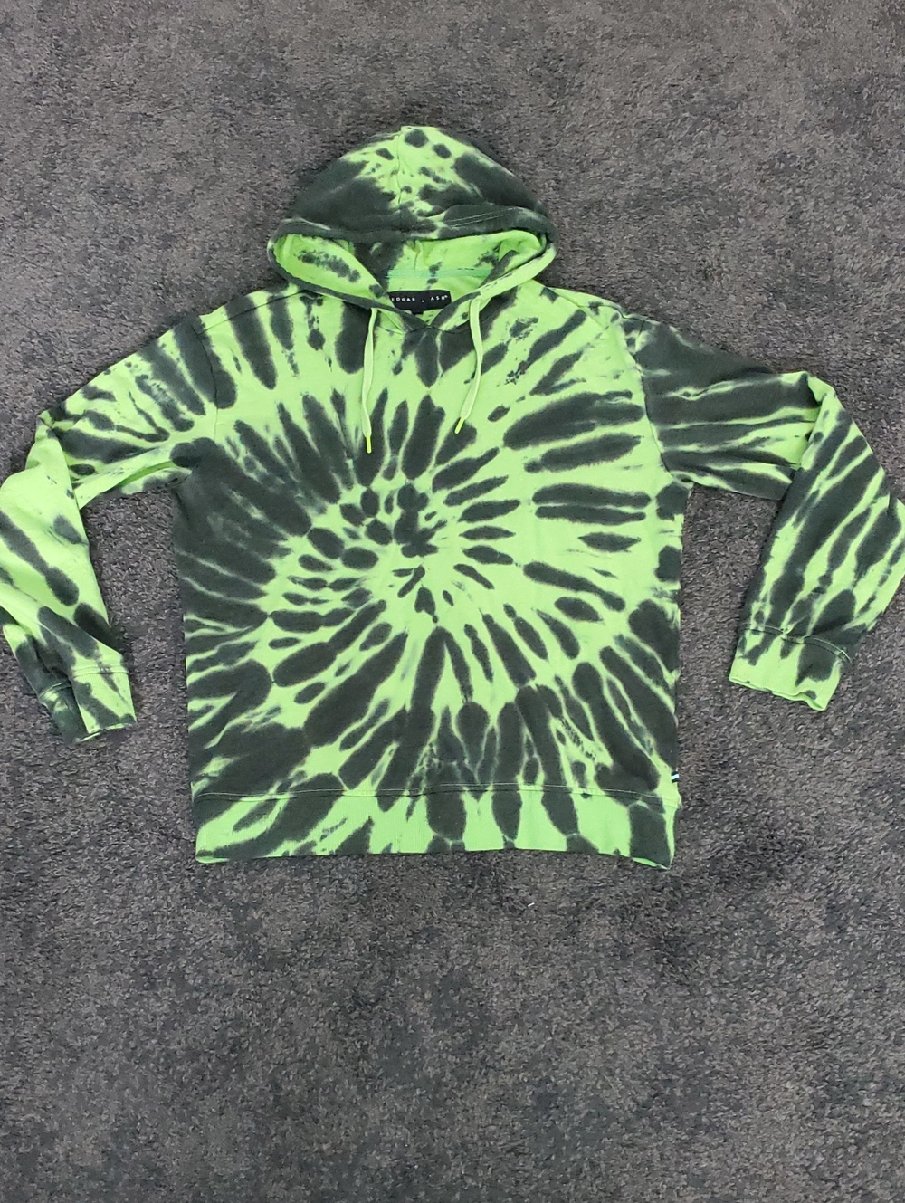 Tie-Dye Pullover Hoodie in Neon Green and Black - Lightweight